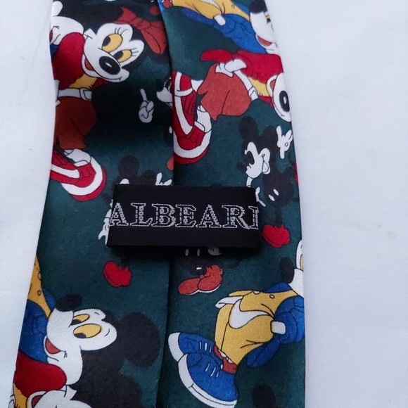 Albeari Mickey and Minnie Mouse Green Vintage Tie - Picture 4 of 6